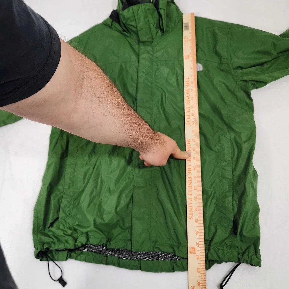 The North Face Resolve HyVent Rain Jacket Mens Large Green Hooded Shell AR9T